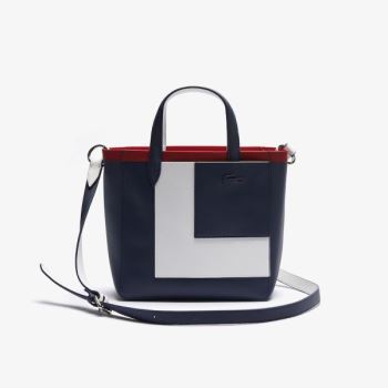 Lacoste Anna Contrast L Coated Canvas Tote Bag Dámské - Taška Tmavě Blankyt / Bílé / Červené | CZ-7l